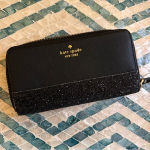 Kate Spade Glitter Wallet Black Sparkle